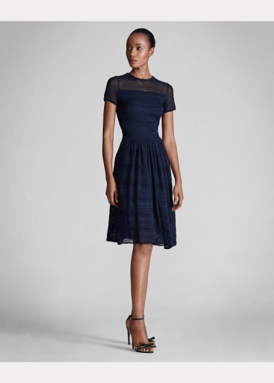 Women's Ralph Lauren Silk Geometric-Lace Dresses | 847932CPJ